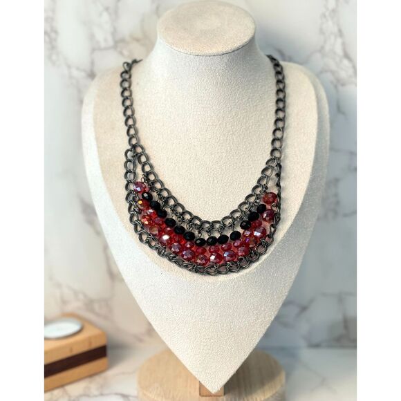 Gunmetal Beaded Chocker Necklace - Picture 3 of 4